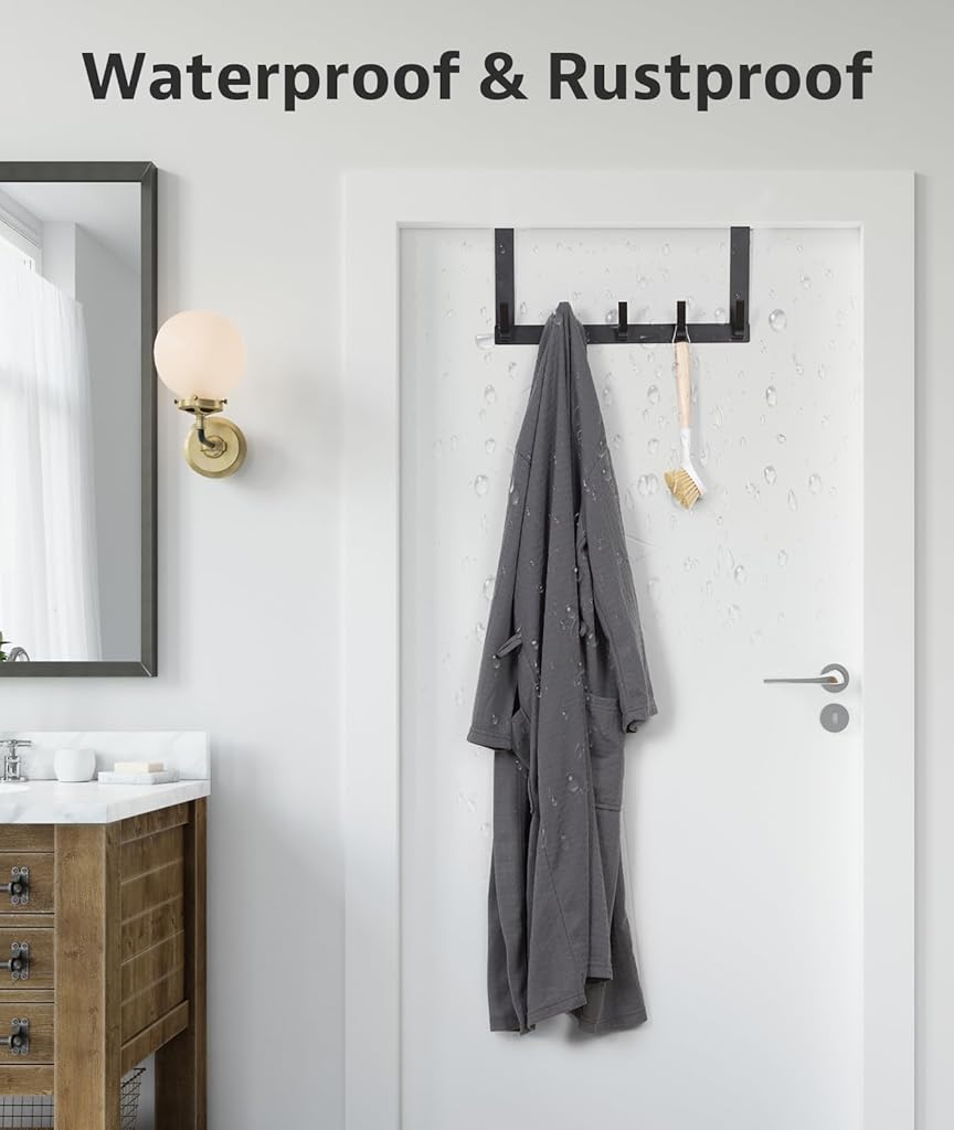 HASTHIP® Over The Door Hooks, Door Hanger Hook, Towel Rack for Bathroom, Door Towel Hanger for Hanging Clothes Hat (Black, 1 Pack) HASTHIP® Over The Door Hooks, Door Hanger Hook, Towel Rack for Bathroom, Door Towel Hanger for Hanging Clothes Hat (Black, 1 Pack)